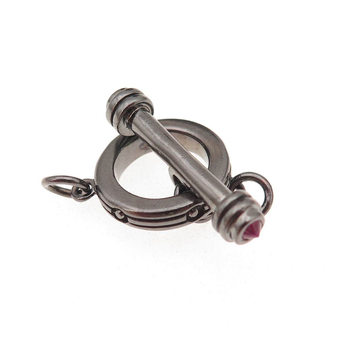 Jolusa Sterling Silver Black Rhodium Ruby Bracelet / Necklace Toggle Lock Clasp