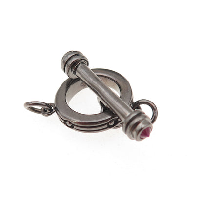 Jolusa Sterling Silver Black Rhodium Ruby Bracelet / Necklace Toggle Lock Clasp