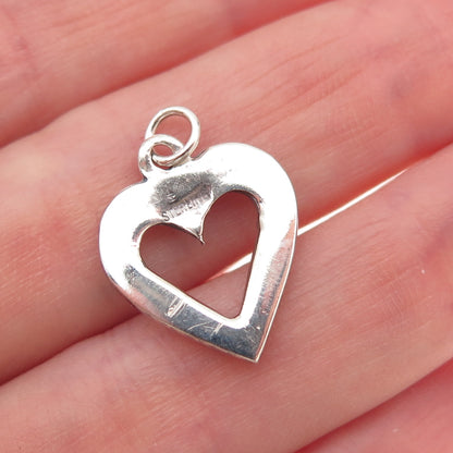 Tommy Long Old Pawn Sterling Silver Vintage Turquoise Inlay Heart Charm Pendant