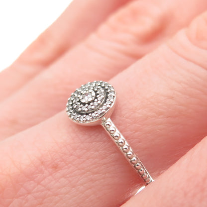 PANDORA 925 Sterling Silver Round-Cut C Z Radiant Elegance Ring Size 6