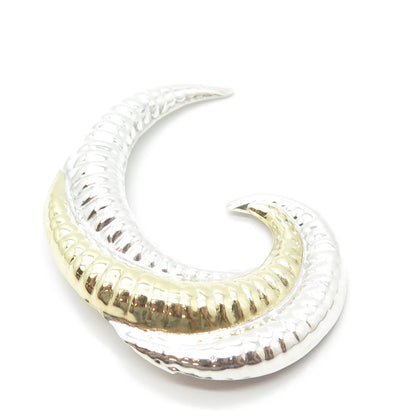 925 Sterling Silver 2-Tone Vintage Mexico Modernist Pin Brooch