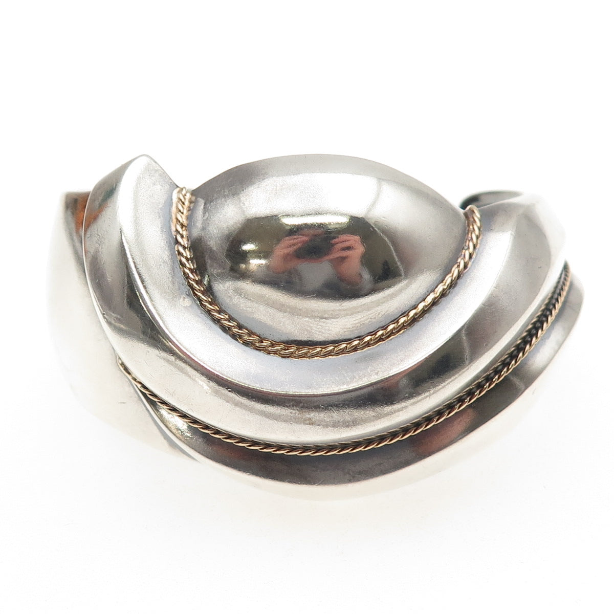 Chapal Zenray 925 Sterling 14K Gold Vintage Heavy 67.2g Adjustable Bracelet 6"