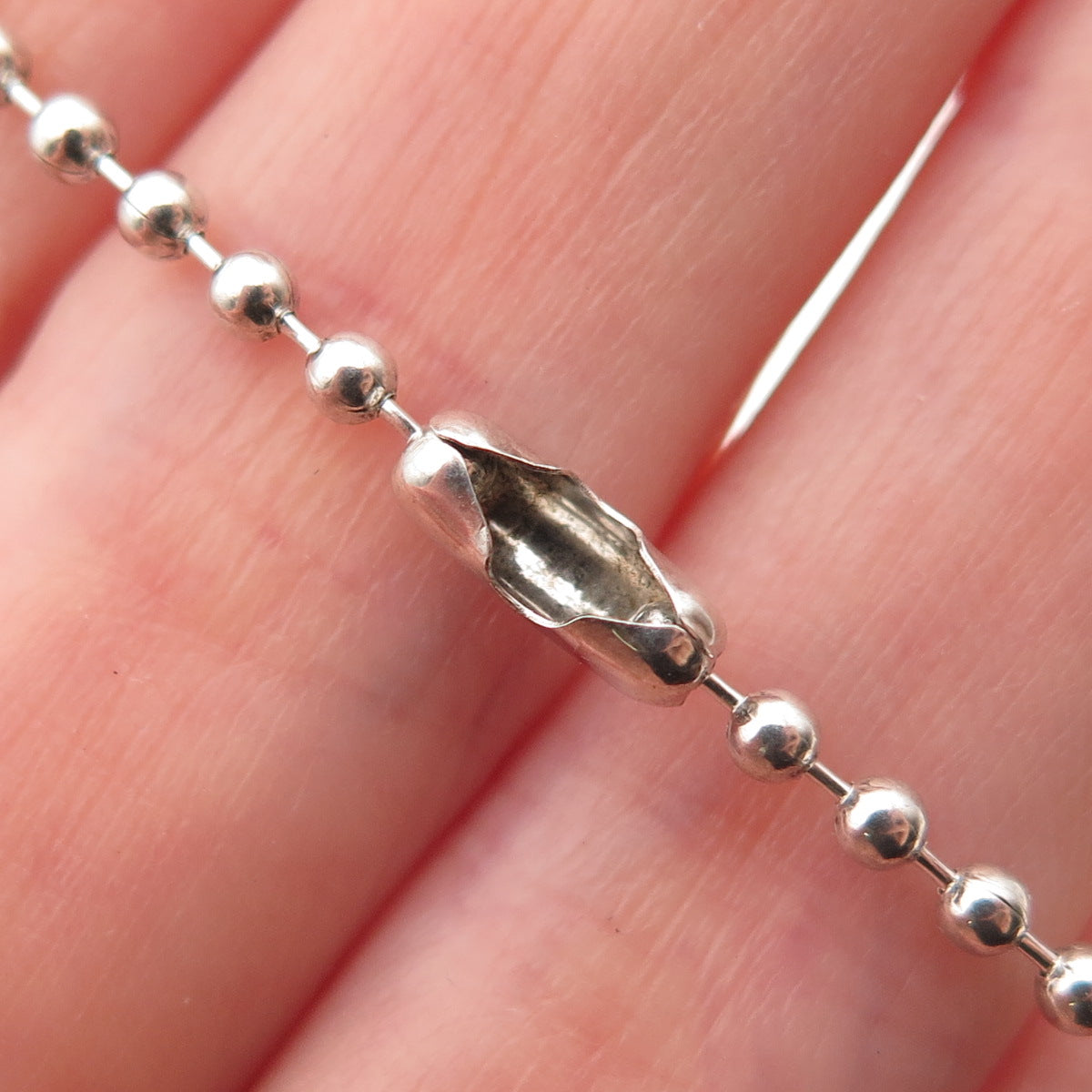 925 Sterling Silver Vintage Ball Beaded Chain Necklace 28"