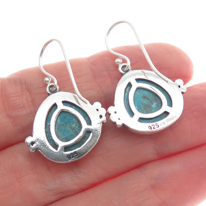 DESERT WIND 925 Sterling Silver Southwestern Real Turquoise Dangle Earrings