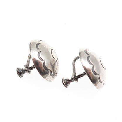 Old Pawn 925 Sterling Silver Vintage Southwestern Concho Screw Back Earrings