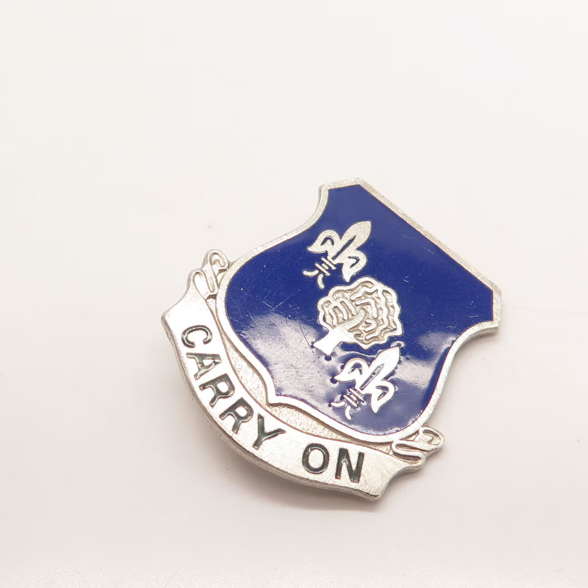 925 Sterling Silver Antique Enamel US Infantry Regiment "Carry On" Pin Brooch