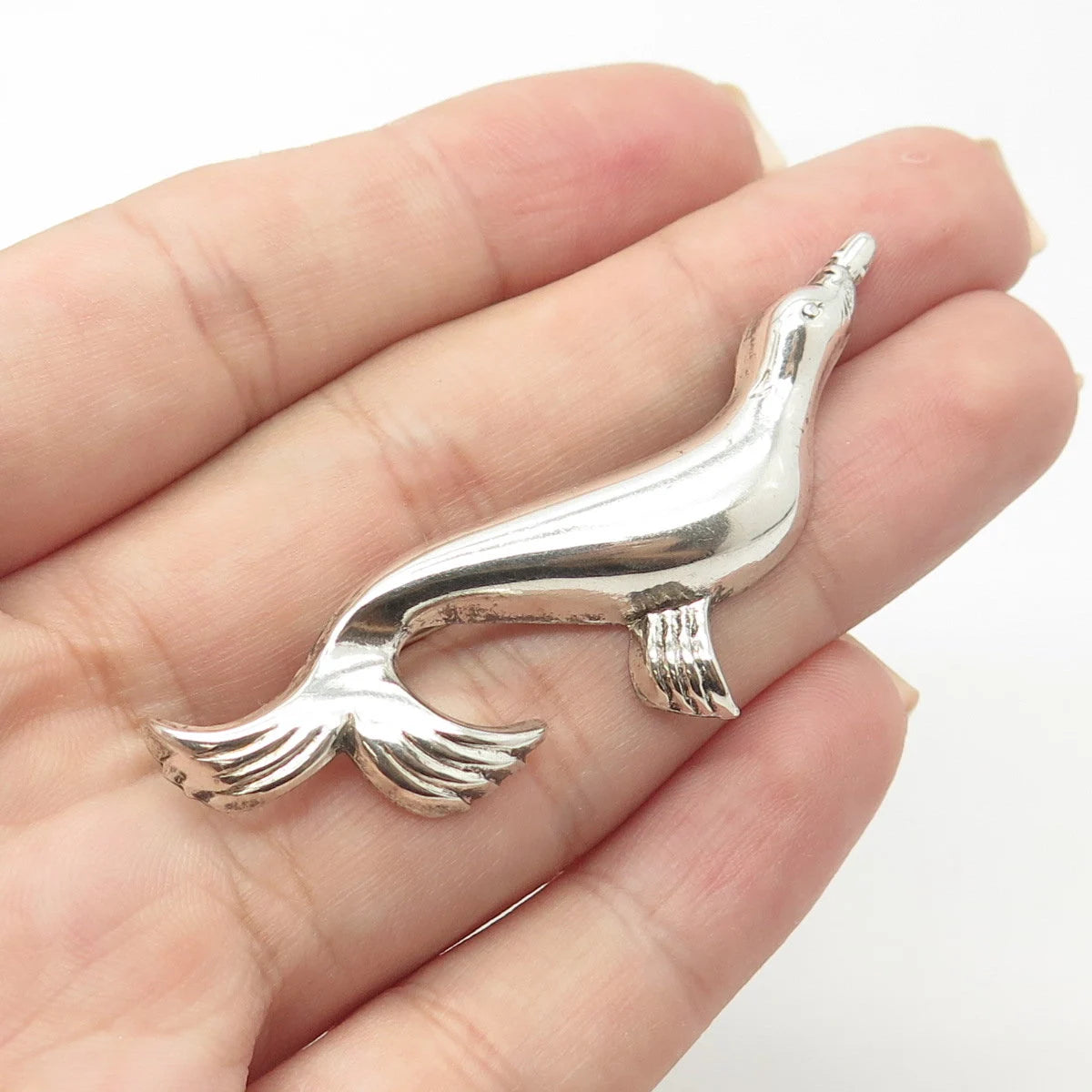 925 Sterling Silver Antique Art Deco Fur Seal Pin Brooch