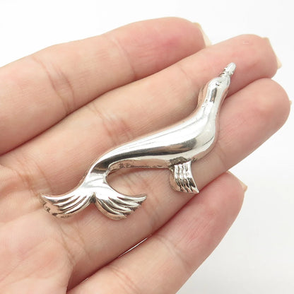 925 Sterling Silver Antique Art Deco Fur Seal Pin Brooch