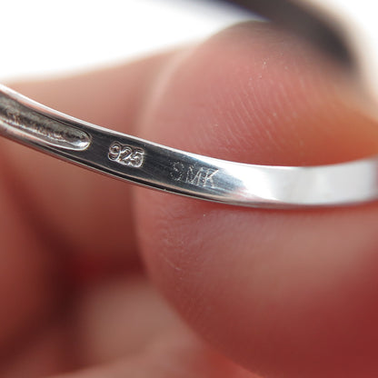 925 Sterling Silver Real Round-Cut Diamond & London Blue Topaz Ring Size 7.25