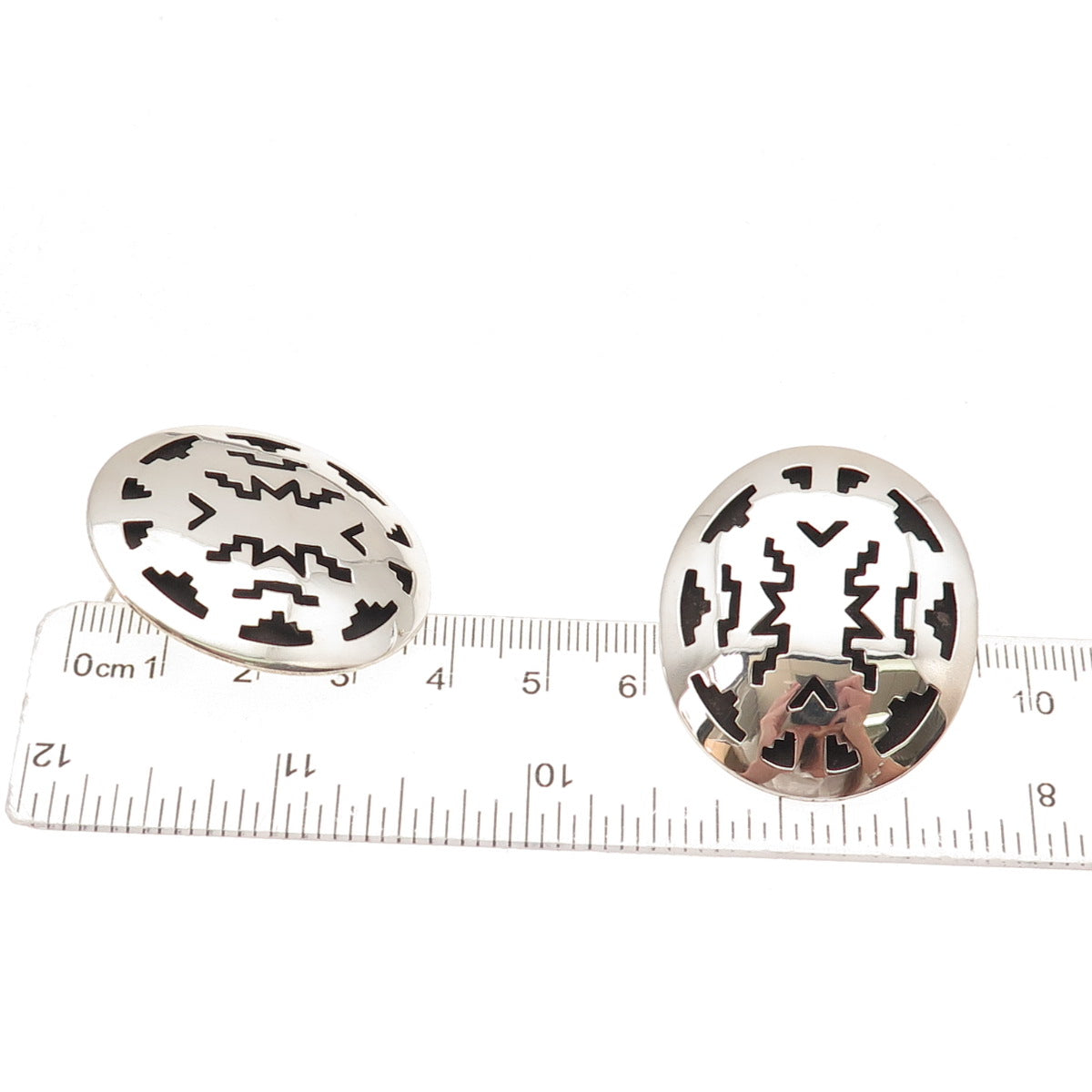 Herbert Taylor Navajo Old Pawn 925 Sterling Silver Vintage Shadow Box Earrings