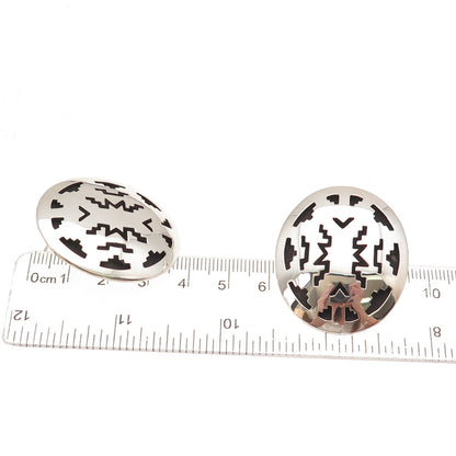 Herbert Taylor Navajo Old Pawn 925 Sterling Silver Vintage Shadow Box Earrings