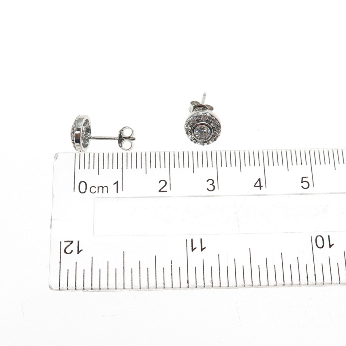 925 Sterling Silver Round-Cut C Z Stud Earrings