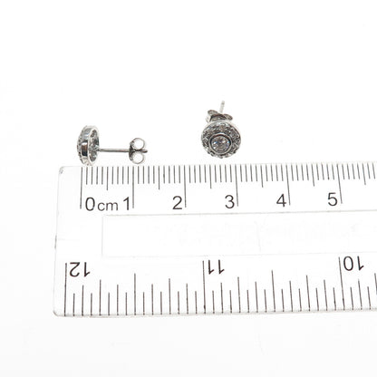 925 Sterling Silver Round-Cut C Z Stud Earrings