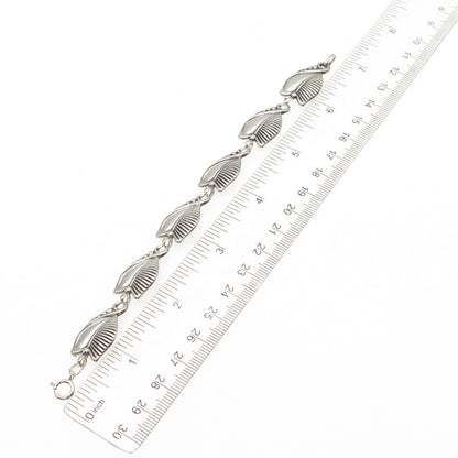 925 Sterling Silver Antique Art Deco Floral Oxidized Bracelet 6.5"