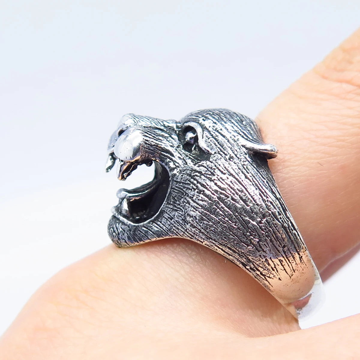 925 Sterling Silver Vintage Wild Animal Ring Size 11.25