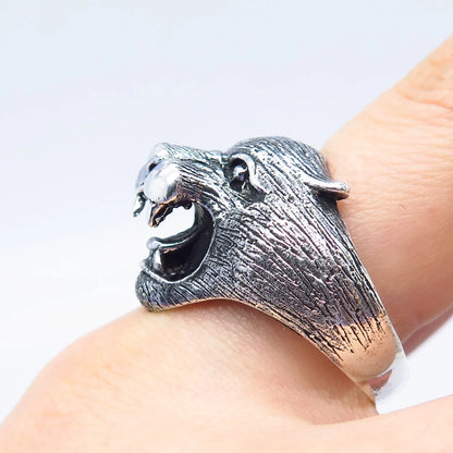 925 Sterling Silver Vintage Wild Animal Ring Size 11.25