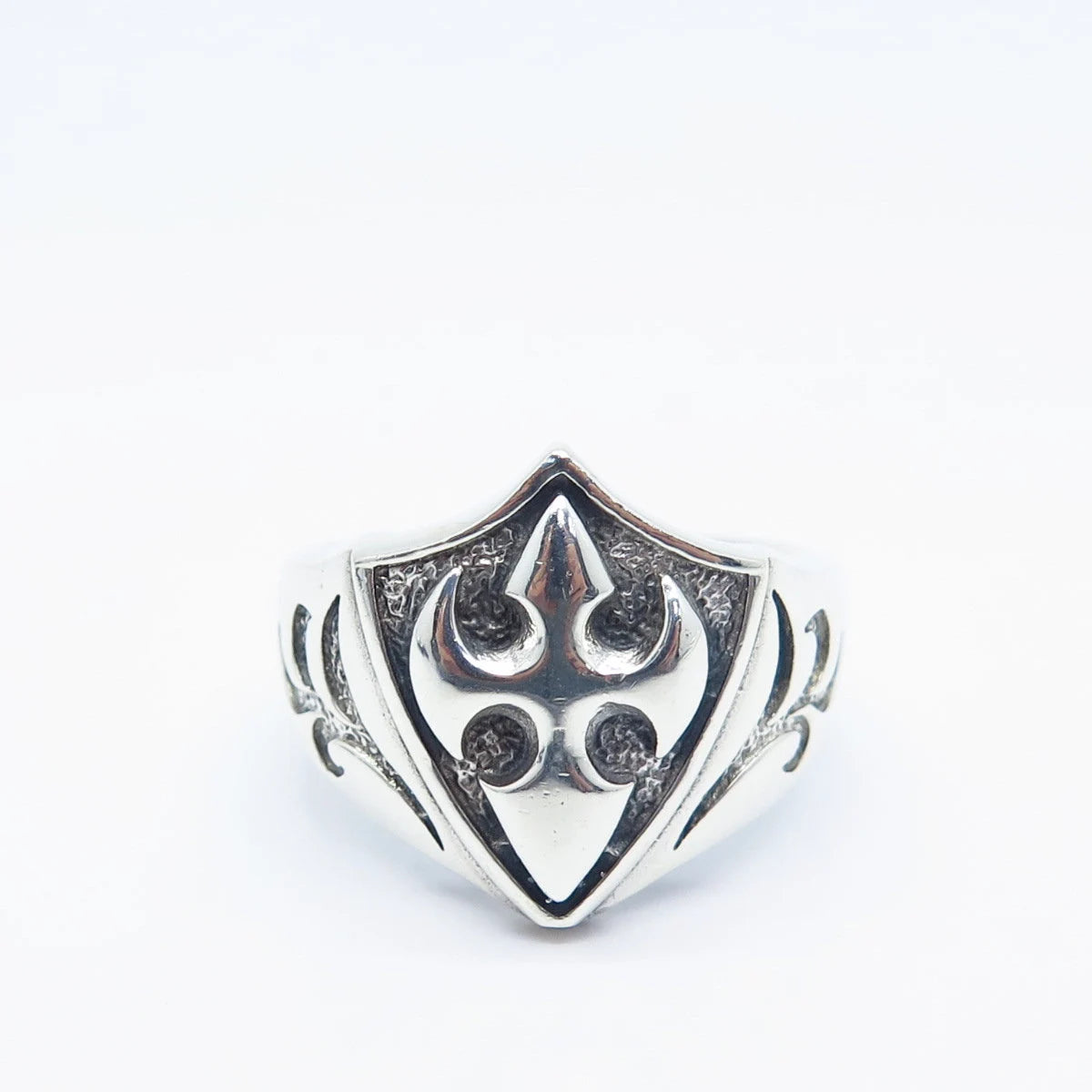 925 Sterling Silver Vintage Modernist Cross Ring Size 12.5