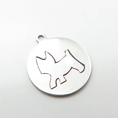925 Sterling Silver USA Two In Town Dog / Puppy Charm Pendant