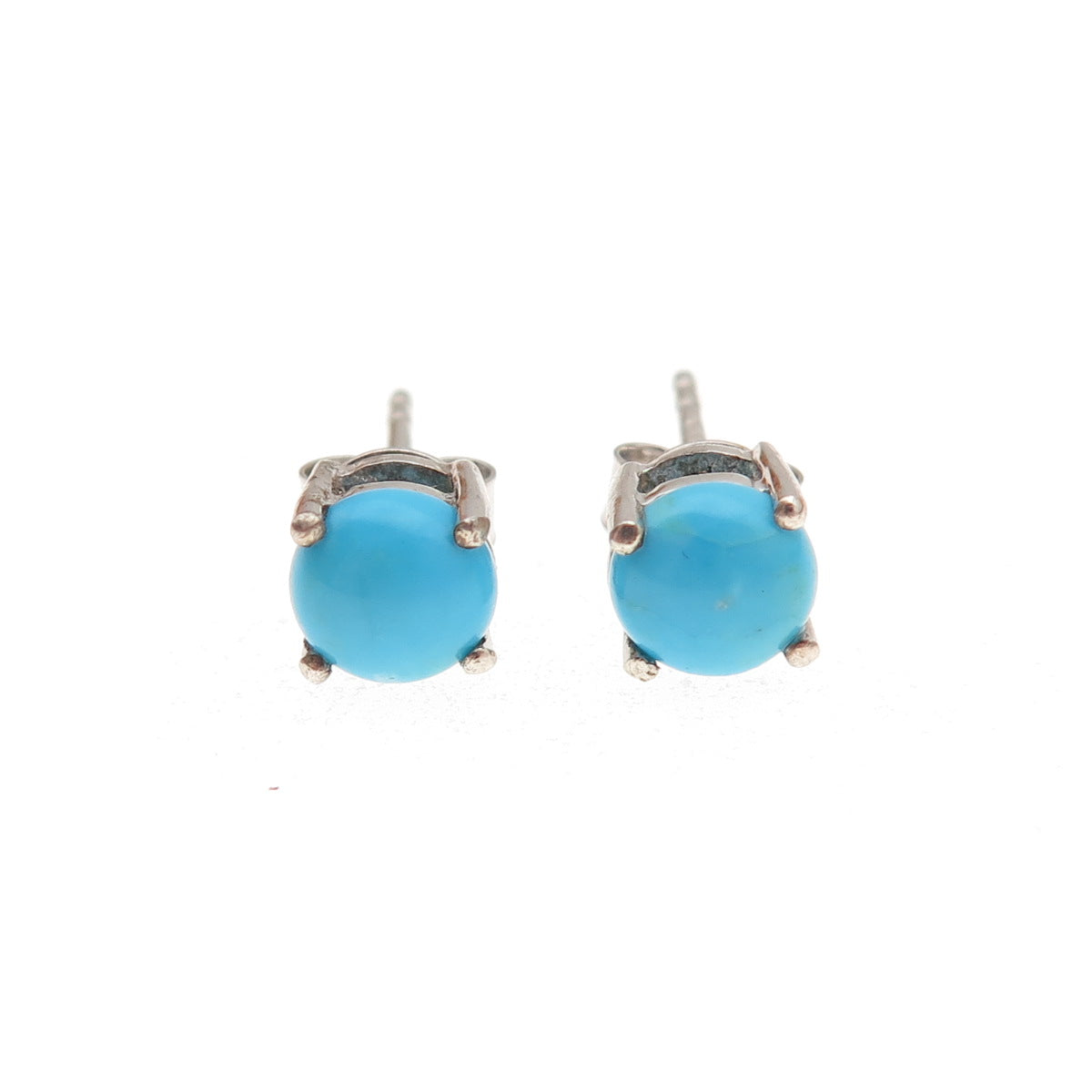 Chuck Clemency 925 Sterling Silver Real Sleeping Beauty Turquoise Stud Earrings