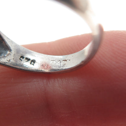 925 Sterling Silver Vintage Real Mother-of-Pearl Heart Ring Size 5.25