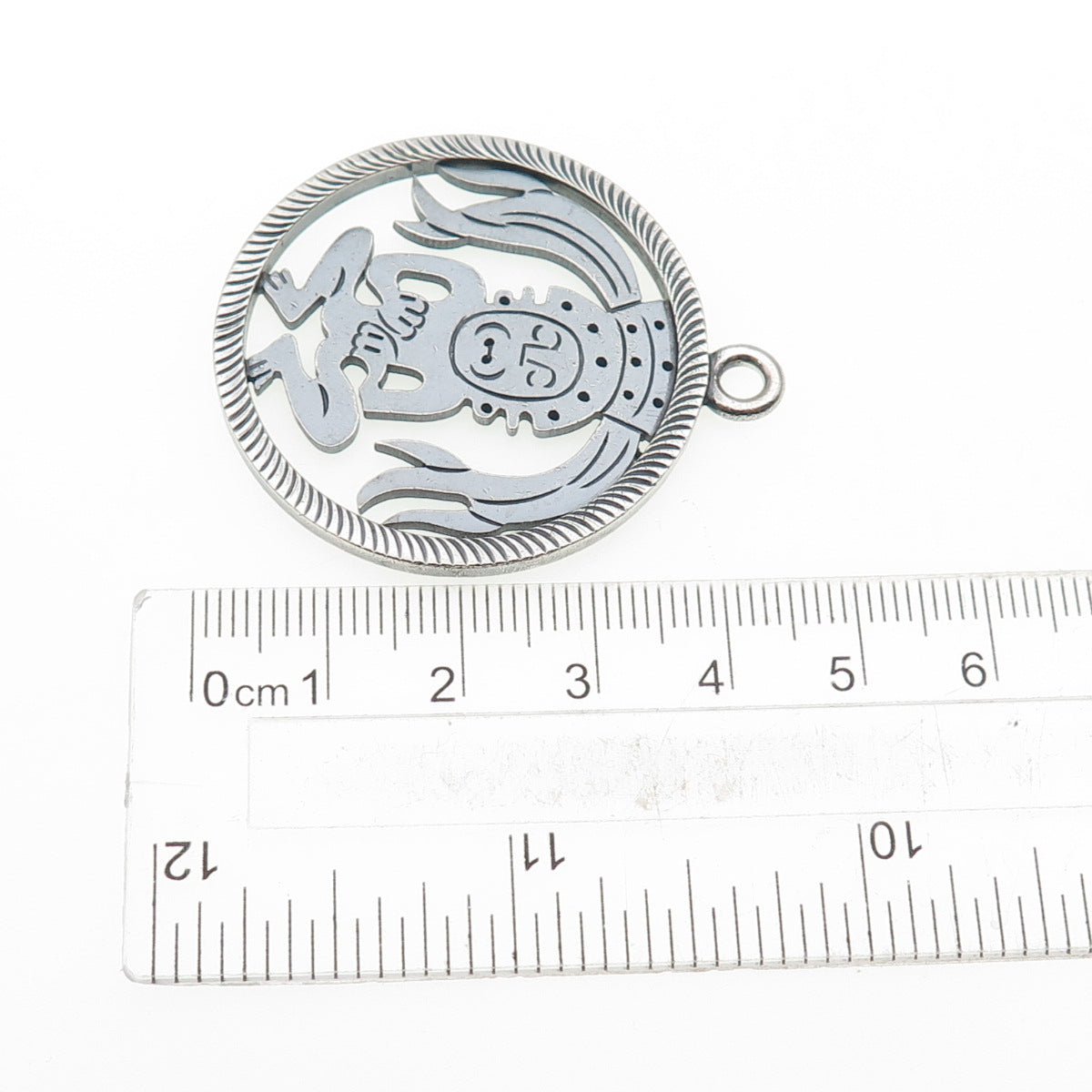 925 Sterling Silver Vintage Mexico Mayan God Oxidized Pendant