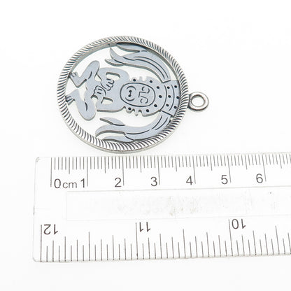 925 Sterling Silver Vintage Mexico Mayan God Oxidized Pendant