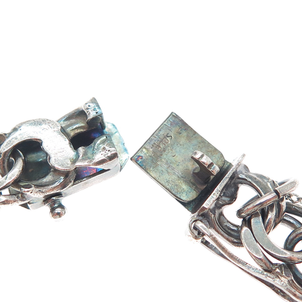 830S Silver Vintage Sweden Oxidized Bismark Link Bracelet 6.5"