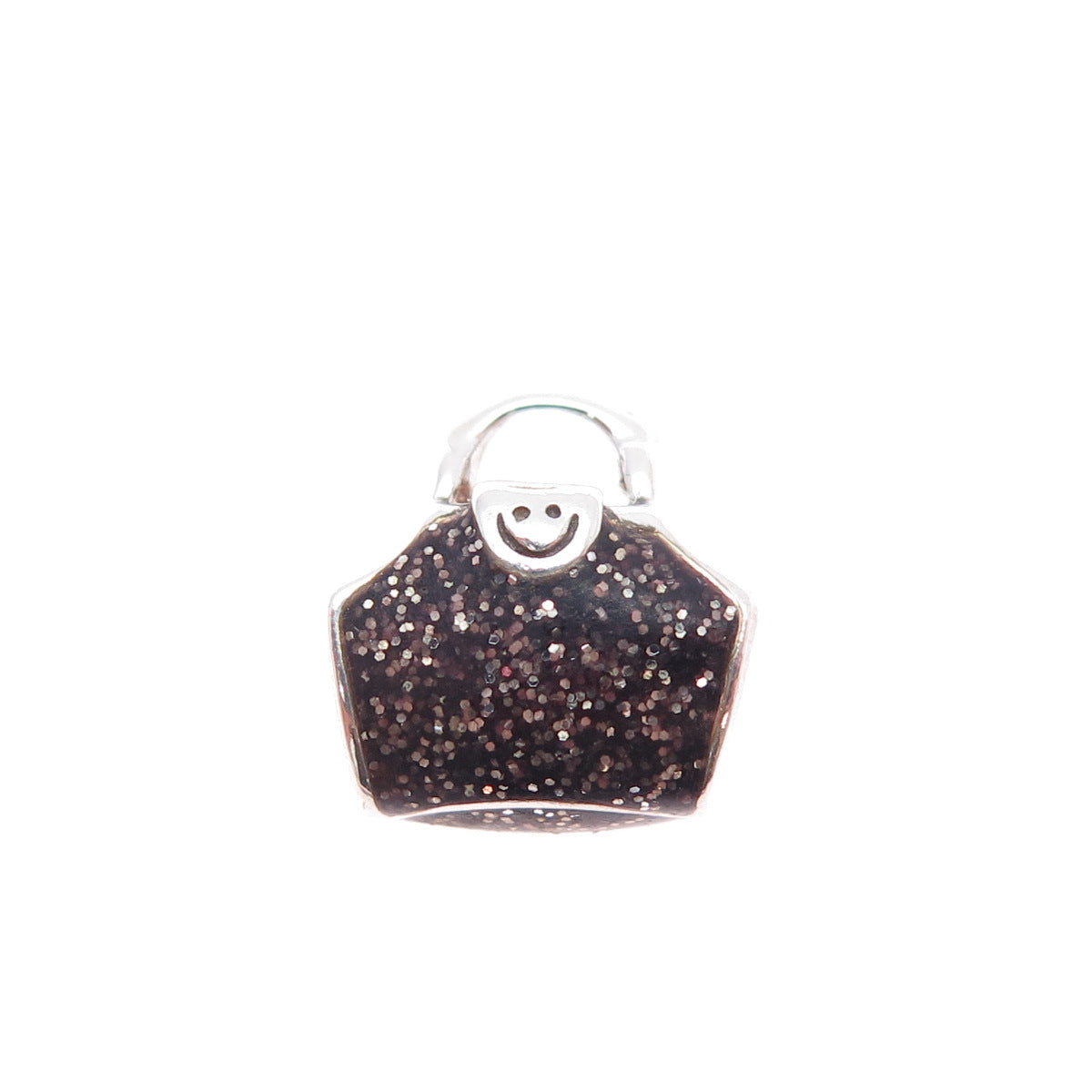 CHAMILIA 925 Sterling Silver Enamel Happy Face Emoji Ladies Purse Bead Charm