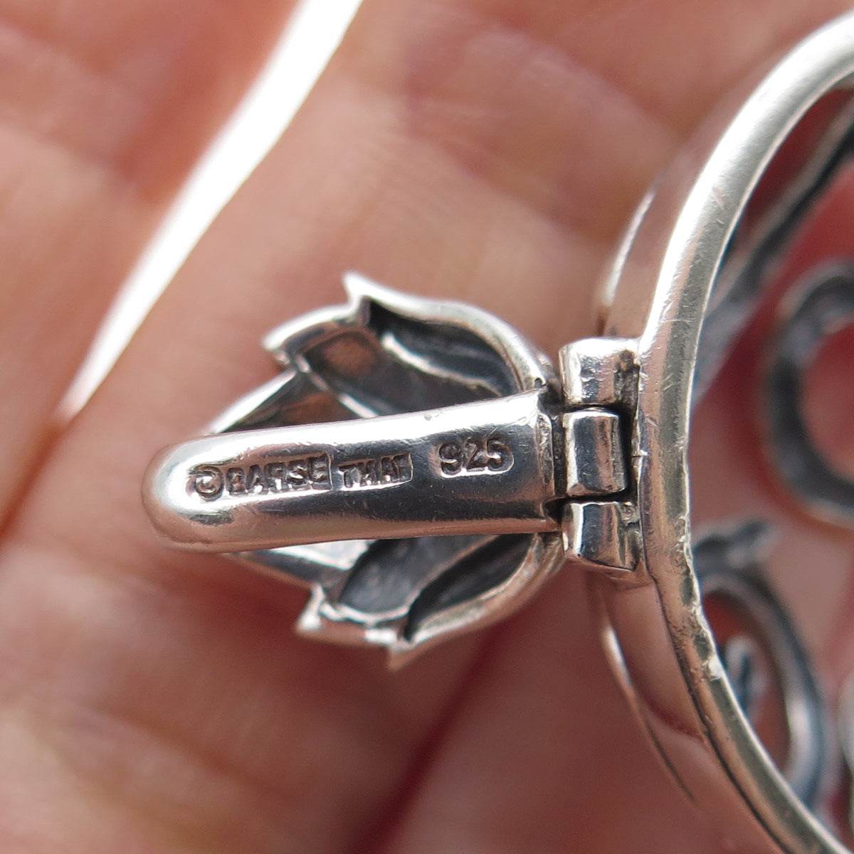 BARSE 925 Sterling Silver Vintage Modernist Swirl Oxidized Charm Pendant
