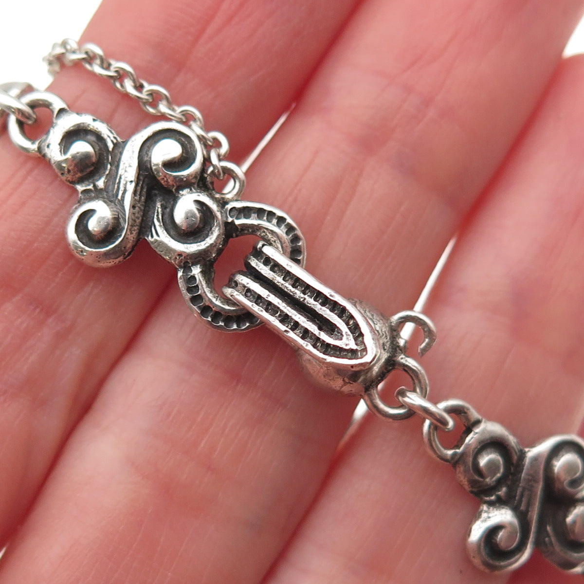 Henrik Moller 925 Sterling Silver Vintage Trondheim Mask Oxidized Bracelet 6.75"