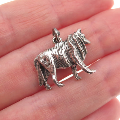 Danecraft 925 Sterling Silver Vintage Border Collie Oxidized 3D Charm Pendant