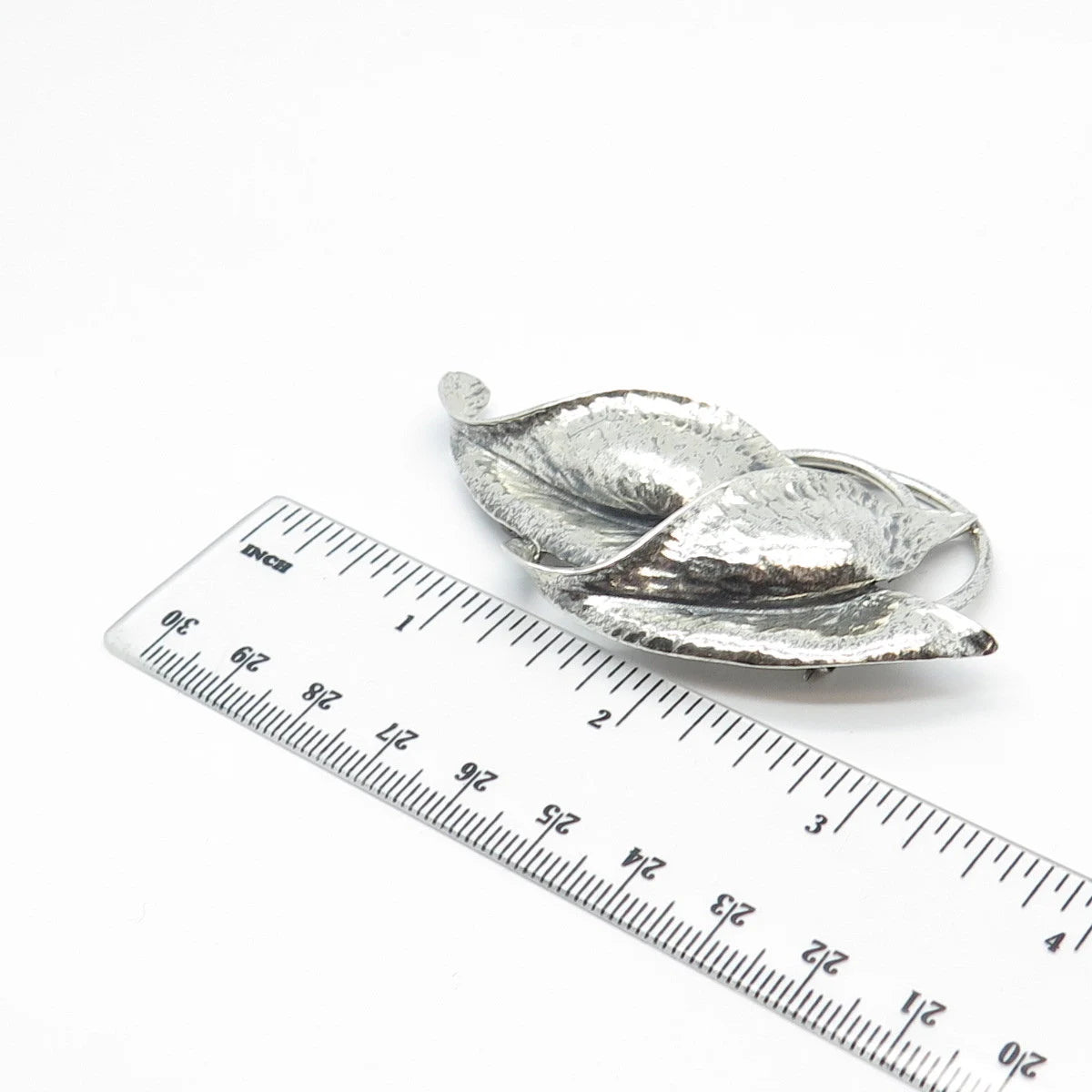 925 Sterling Silver Vintage Double Leaf Pin Brooch