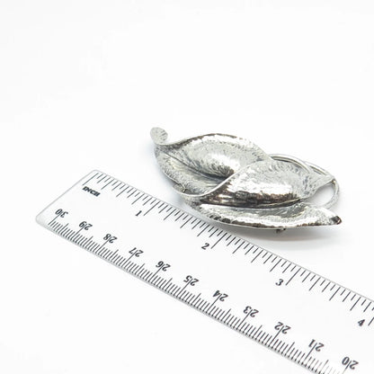 925 Sterling Silver Vintage Double Leaf Pin Brooch