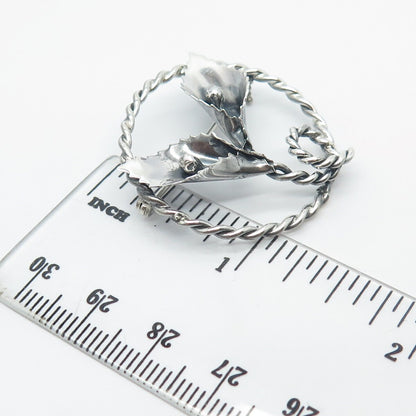 925 Sterling Silver Vintage Lily Floral Pin Brooch