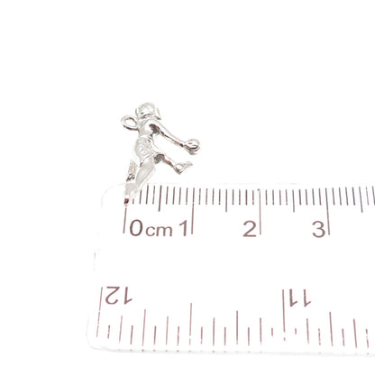 925 Sterling Silver Vintage Female Bowler 3D Mini Charm Pendant