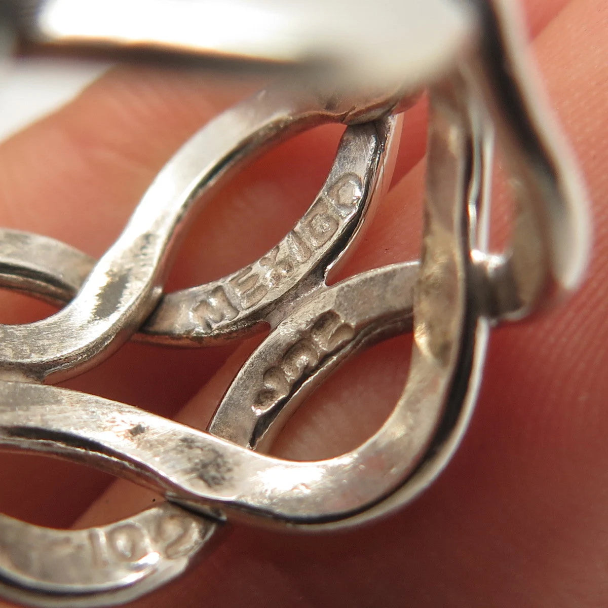 925 Sterling Silver Vintage Mexico Infinity Wide Ring Size 7.75