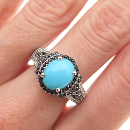 Chuck Clemency Sterling Silver Real Turquoise Spinel & White Topaz Ring Size 8