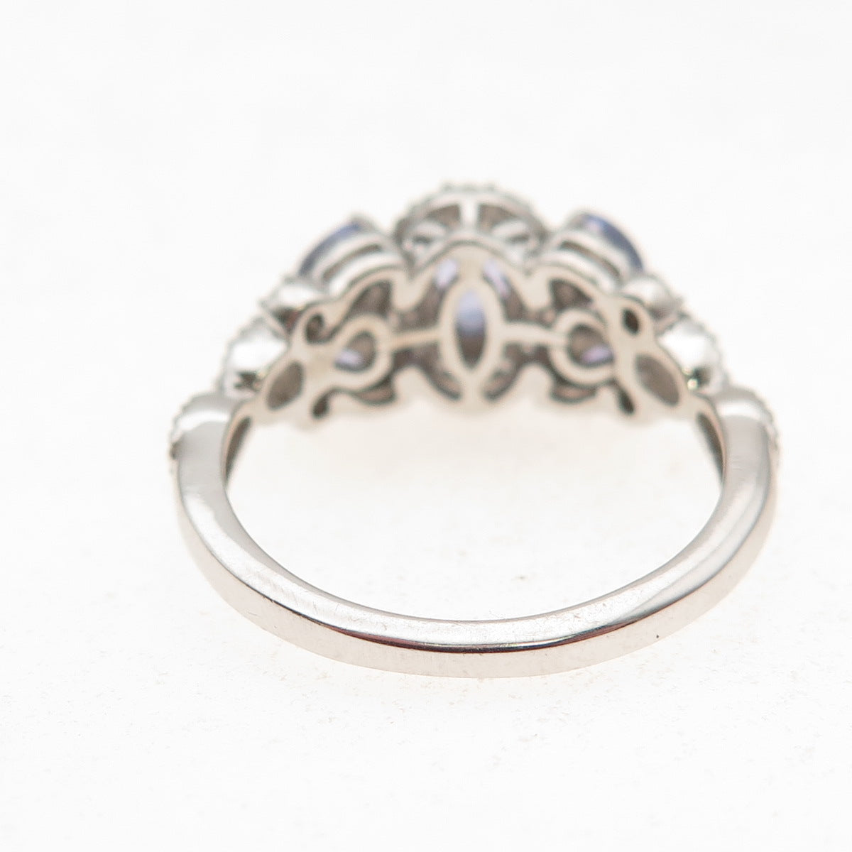 Chuck Clemency 925 Sterling Silver Real Tanzanite & White Topaz Ring Size 8