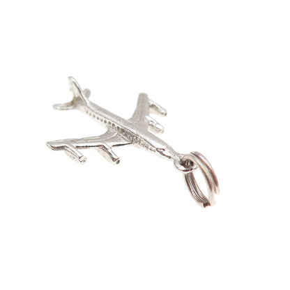 925 Sterling Silver Vintage Airplane 3D Charm Pendant
