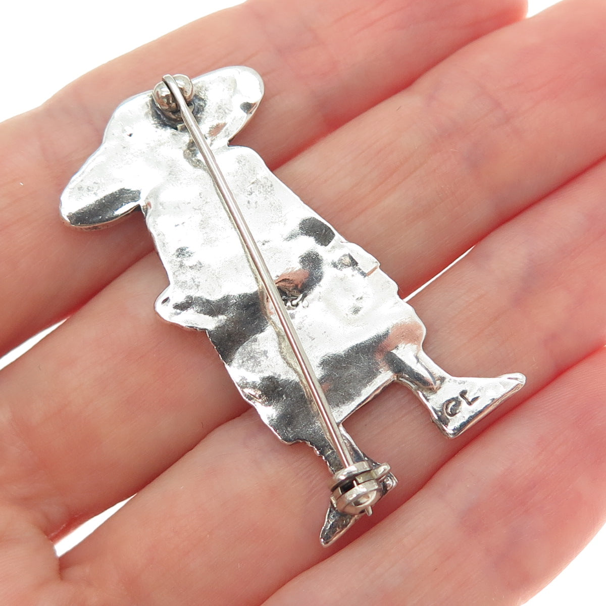 MARY ENGELBREIT 925 Sterling Silver Vintage Lady in Hat Modernist Pin Brooch