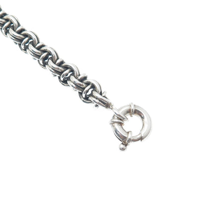 925 Sterling Silver Vintage Bismark Link Oxidized Bracelet 7"