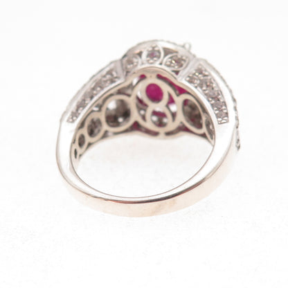 Chuck Clemency 925 Sterling Silver Real Ruby & White Topaz Ring Size 8