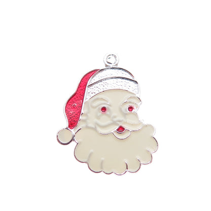 SPENCER 925 Sterling Silver Vintage Enamel Santa Claus Minimalist Pendant