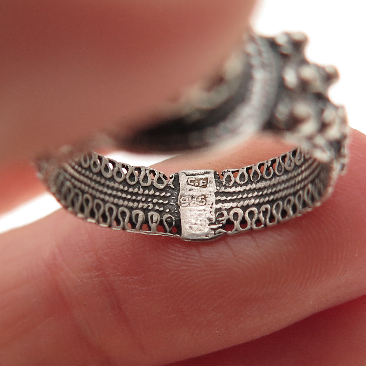 925 Sterling Silver Vintage CP Israel Real Eilat Oxidized Ring Size 7