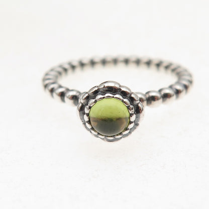 Pandora 925 Sterling Silver Real Peridot August Birthday Blooms Ring Size 7.75