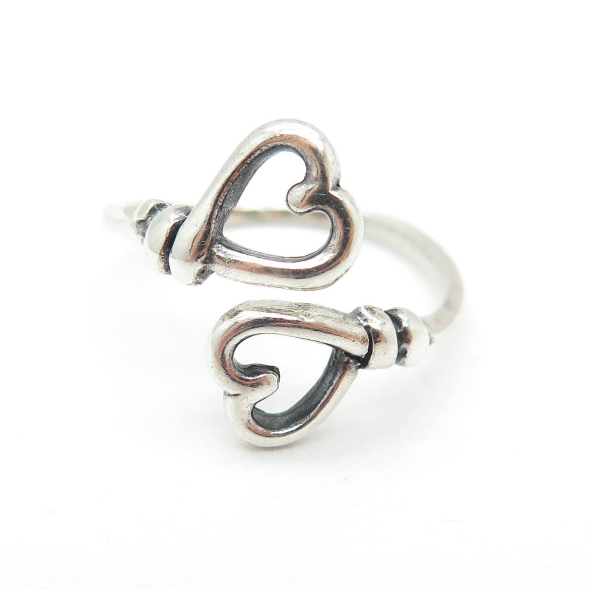 925 Sterling Silver Vintage Heart Adjustable Ring Size 8