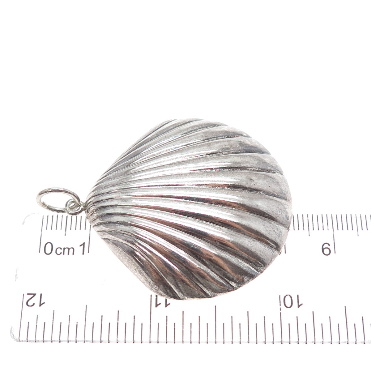 CHAPAL ZENRAY 925 Sterling Silver Vintage Seashell Oxidized Charm Pendant