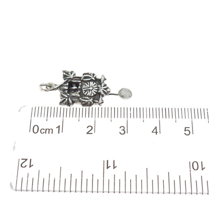 800 Silver Antique SP Cuckoo Clock Oxidized Minimalist Movable Charm Pendant