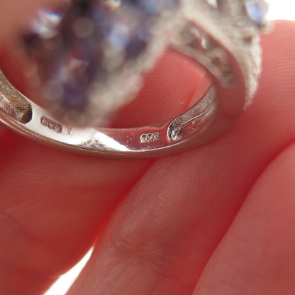 Chuck Clemency Sterling Silver Real Pear & Round-Cut Tanzanite Ring Size 8.25