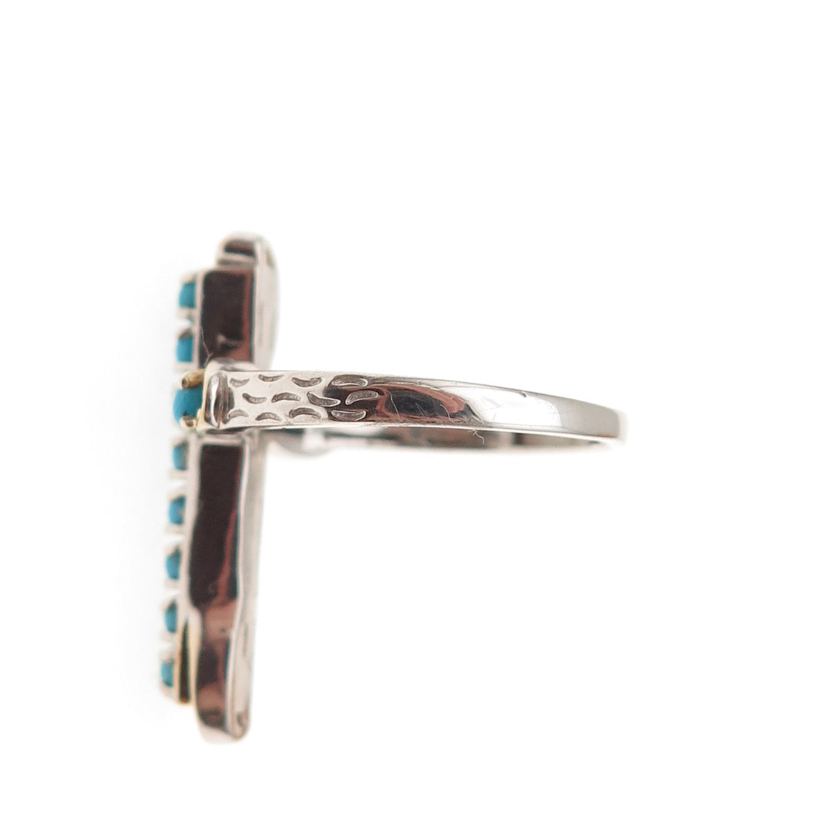 Chuck Clemency 925 Sterling Real Sleeping Beauty Turquoise Cross Ring Size 8